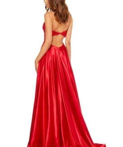 Sherri Hill - 52538 Lace Applique Deep V-neck Fitted Dress 13 Sherri Hill - 52538 Lace Applique Deep V-neck Fitted Dress