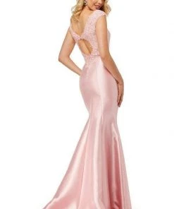 Sherri Hill - 52543 Lace Bateau Mikado Mermaid Dress