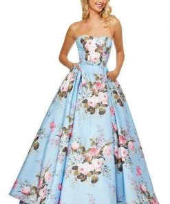Sherri Hill - 52553 Strapless Full Figured Floral Evening Dress