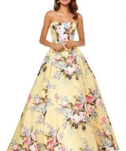 Sherri Hill - 52553 Strapless Full Figured Floral Evening Dress 8 Sherri Hill - 52553 Strapless Full Figured Floral Evening Dress