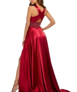 Sherri Hill - 52566 Crisscross Strapped Empire High Slit Gown 9 Sherri Hill - 52566 Crisscross Strapped Empire High Slit Gown