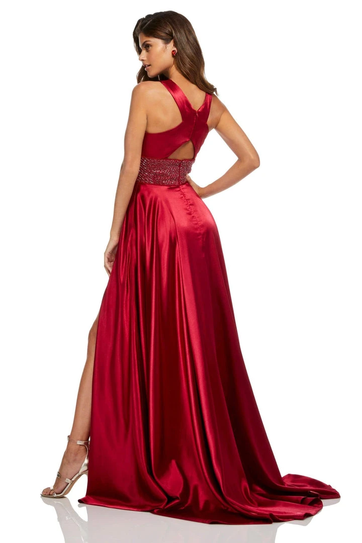 Sherri Hill - 52566 Crisscross Strapped Empire High Slit Gown 6 Sherri Hill - 52566 Crisscross Strapped Empire High Slit Gown