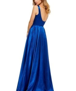 Sherri Hill - 52568 Scoop Neck Charmeuse Empire Dress