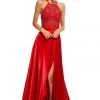 Sherri Hill - 52570 Beaded Halter Satin A-line Dress