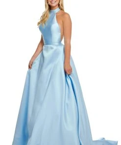 Sherri Hill - 52573 Lace Racerback Halter Satin Dress 8 Sherri Hill - 52573 Lace Racerback Halter Satin Dress