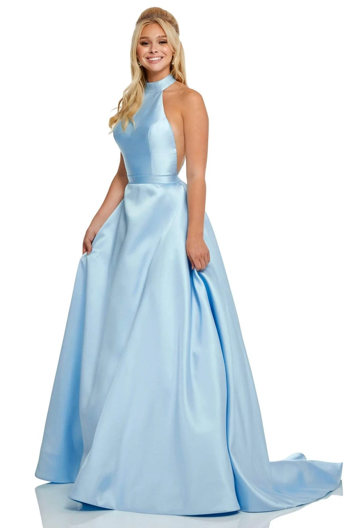 Sherri Hill - 52573 Lace Racerback Halter Satin Dress 5 Sherri Hill - 52573 Lace Racerback Halter Satin Dress