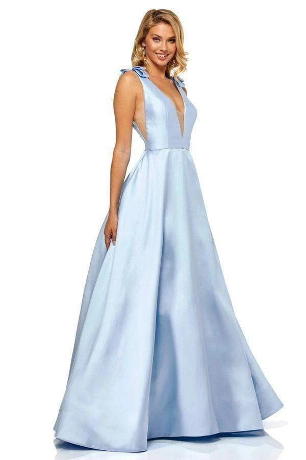 Sherri Hill - 52574 Deep V-neck Ballgown With Bow Straps 3 Sherri Hill - 52574 Deep V-neck Ballgown With Bow Straps