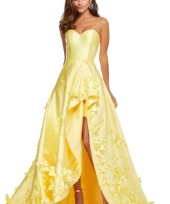 Sherri Hill - 52581 Full Figured Applique Ruffled Slit Dress