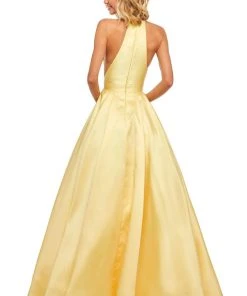 Sherri Hill - 52583 Sleeveless Halter Neck Taffeta A-line Dress