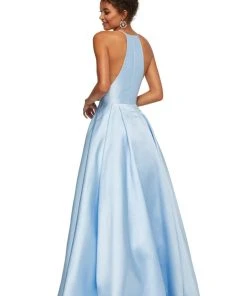 Sherri Hill - 52583 Sleeveless Halter Neck Taffeta A-line Dress
