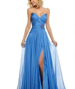 Sherri Hill - 52588 Strapless Sweetheart High Slit Chiffon Gown