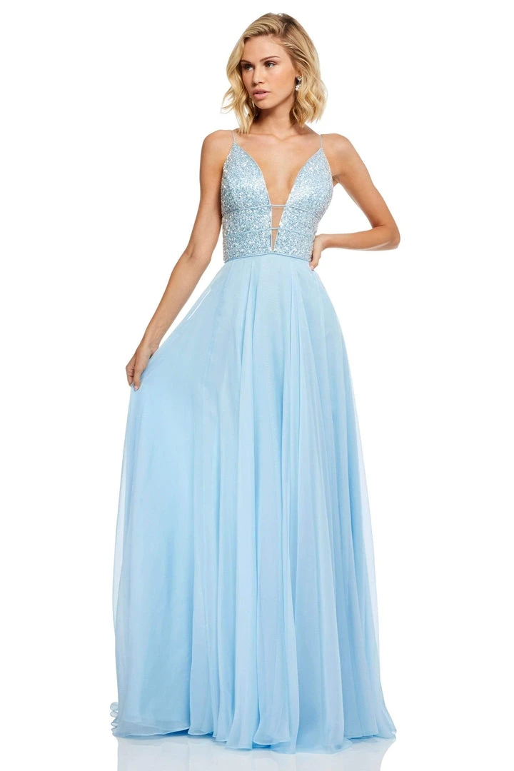 Sherri Hill - 52589 Beaded Plunging V Neck Chiffon Gown 3 Sherri Hill - 52589 Beaded Plunging V Neck Chiffon Gown
