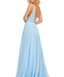 Sherri Hill - 52589 Beaded Plunging V Neck Chiffon Gown