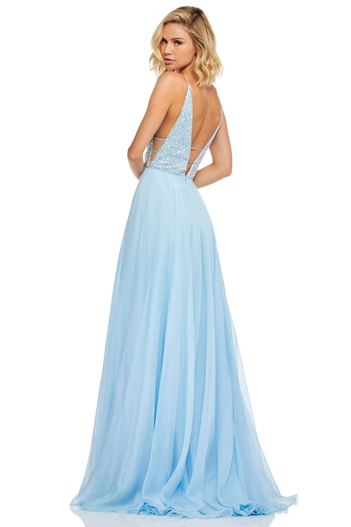 Sherri Hill - 52589 Beaded Plunging V Neck Chiffon Gown 4 Sherri Hill - 52589 Beaded Plunging V Neck Chiffon Gown