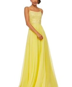 Sherri Hill - 52591 Beaded Bodice Long A Line Satin Dress