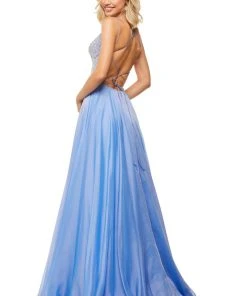Sherri Hill - 52591 Beaded Bodice Long A Line Satin Dress