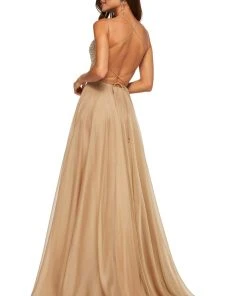 Sherri Hill - 52591 Beaded Bodice Long A Line Satin Dress