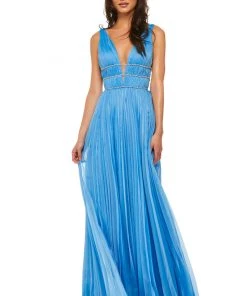 Sherri Hill - 52593 Plunging V-Neck Chiffon A Line Dress