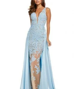 Sherri Hill - 52599 Plunging V-Neck Full Figured Satin Long Dress 14 Sherri Hill - 52599 Plunging V-Neck Full Figured Satin Long Dress