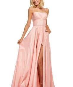 Sherri Hill - 52602 Sleeveless A Line Taffeta Dress With High Slit