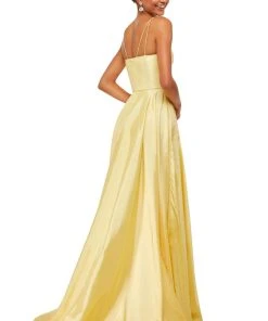 Sherri Hill - 52602 Sleeveless A Line Taffeta Dress With High Slit