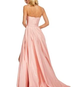Sherri Hill - 52602 Sleeveless A Line Taffeta Dress With High Slit