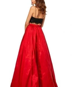 Sherri Hill - 52604 Two Piece Lace V-neck Metallic A-line Dress