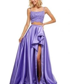 Sherri Hill - 52623 Two Piece Lace Scoop Satin A Line Dress