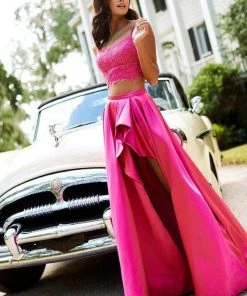 Sherri Hill - 52623 Two Piece Lace Scoop Satin A Line Dress 12 Sherri Hill - 52623 Two Piece Lace Scoop Satin A Line Dress