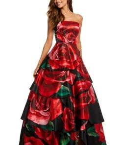 Sherri Hill - 52624 Floral Strapless Ball Gown