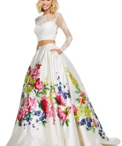 Sherri Hill - 52625 Two Piece Lace Printed Dress