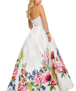 Sherri Hill - 52626 Printed Strapless Full Figured Dress