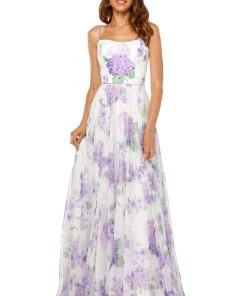 Sherri Hill - 52636 Square A-line Print Dress