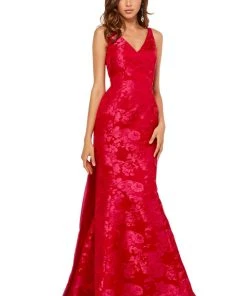 Sherri Hill - 52637 V-Neck And Back Printed Long Dress