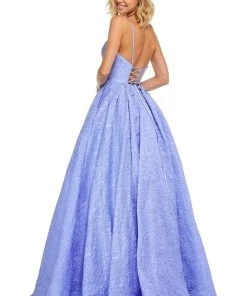 Sherri Hill - 52641 Deep V-neck Pleated A-line Dress