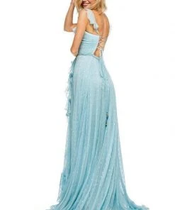 Sherri Hill - 52643 Ruffles Accent V-Neck Chiffon Dress With Hi-Lo Hem