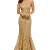 Sherri Hill - 52644 Metallic Lace Halter Mermaid Dress With Train