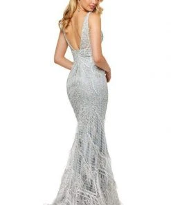 Sherri Hill - 52649 Sequined Deep V-neck Trumpet Dress 13 Sherri Hill - 52649 Sequined Deep V-neck Trumpet Dress