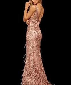 Sherri Hill - 52649 Sequined Deep V-neck Trumpet Dress 10 Sherri Hill - 52649 Sequined Deep V-neck Trumpet Dress