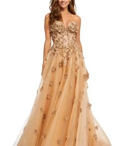 Sherri Hill - 52651 Floral Applique Sweetheart A-line Tulle Gown