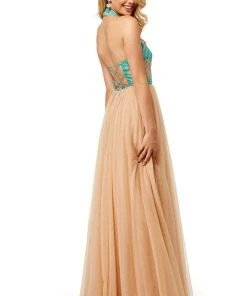 Sherri Hill - 52662 Embroidered Halter Neck Long Gown
