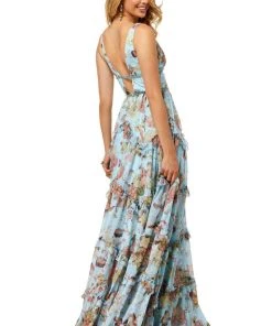 Sherri Hill - 52667 V-Neck Ruffled A-line Long Dress