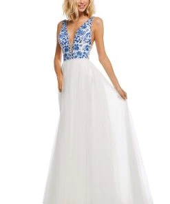 Sherri Hill - 52672 Embroidered V- Neckline Long A Line Dress
