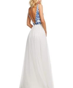 Sherri Hill - 52672 Embroidered V- Neckline Long A Line Dress