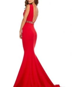 Sherri Hill - 52680 Plunging V-Neck Scuba Mermaid Dress