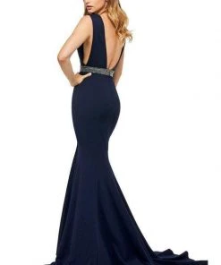 Sherri Hill - 52680 Plunging V-Neck Scuba Mermaid Dress
