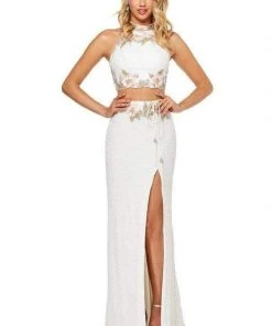 Sherri Hill - 52682 Beaded Two Piece High Halter Sheath Dress