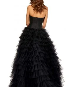 Sherri Hill - 52690 Strapless Straight Neck Ruffled Tulle Ballgown