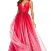 Sherri Hill - 52692 Deep V-neck Ombre Tulle Ballgown