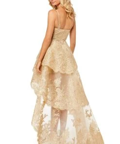 Sherri Hill - 52694 V-Neck High Low Dress 5 Sherri Hill - 52694 V-Neck High Low Dress